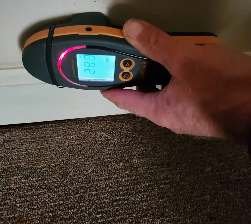 Moisture detection at baseboard during Sewage Cleanup & Sanitation in Skaneateles